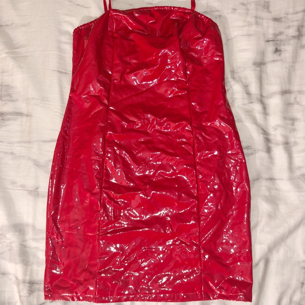 Fashion Nova Latex Dress - Red